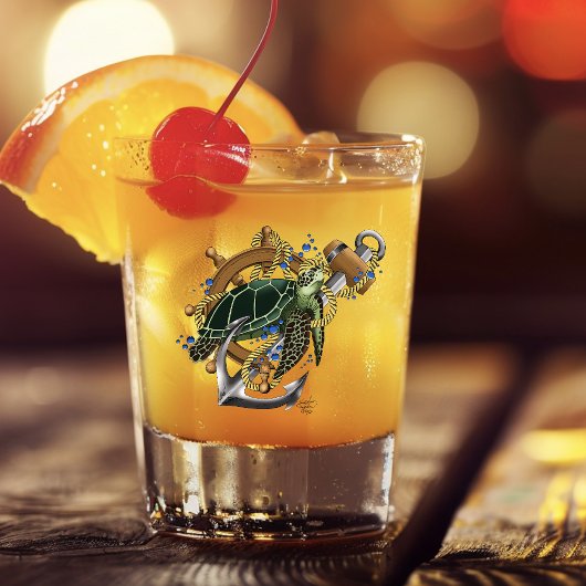 ウミガメ緑の青 ショットグラス