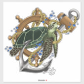 ウミガメ緑の青 シール (シート)