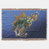 ウミガメ緑の青 スローブランケット (正面)