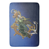 ウミガメ緑の青 バスマット (正面縦)