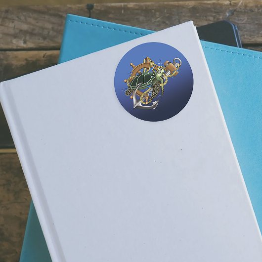 ウミガメ緑の青 ラウンドシール