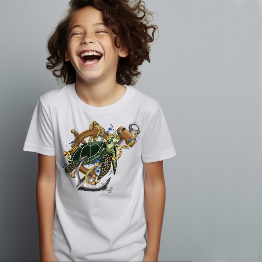 ウミガメ緑の青 Tシャツ