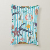 ウミガメ航海のの海魚の模様 アクセントクッション (裏面(縦))