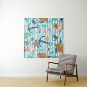 ウミガメ航海のの海魚の模様 タペストリー (インサイチュ(横))