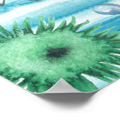 ウミガメ航海のの海魚の模様 ポスター (角)