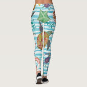 ウミガメ航海のの海魚の模様 レギンス (裏面)