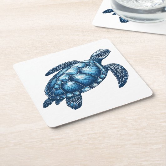 ウミガメ航海のコースター スクエアペーパーコースター (アングル)