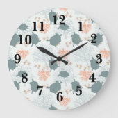 ウミガメ航海のサンゴ礁海パターン ラージ壁時計 (正面)