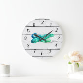 ウミガメ航海のブルー車輪船デコ素朴ール ラージ壁時計 (ホーム)