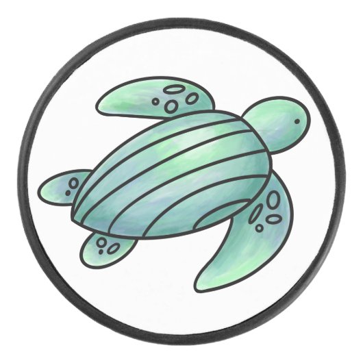 ウミガメ色彩の鮮やかの青い緑 アイスホッケーパック (正面)
