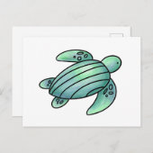 ウミガメ色彩の鮮やかの青い緑 インビテーションポストカード (正面/裏面)