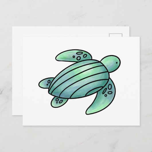 ウミガメ色彩の鮮やかの青い緑 インビテーションポストカード (正面/裏面)