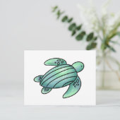 ウミガメ色彩の鮮やかの青い緑 インビテーションポストカード (スタンド正面)