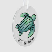 ウミガメ色彩の鮮やかの青い緑 オーナメント (正面)