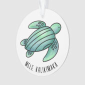 ウミガメ色彩の鮮やかの青い緑 オーナメント (正面)