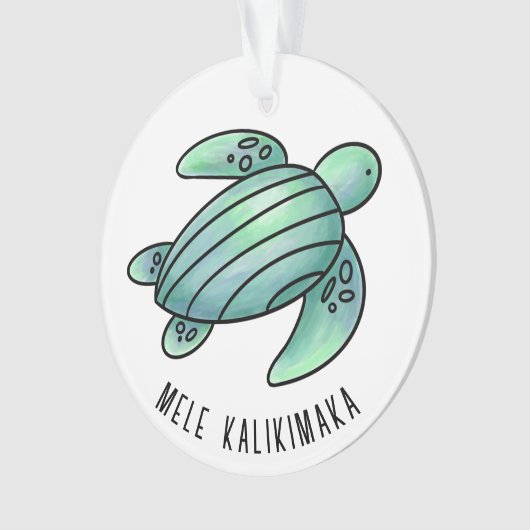 ウミガメ色彩の鮮やかの青い緑 オーナメント (正面)