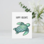 ウミガメ色彩の鮮やかの青い緑 シーズンポストカード (スタンド正面)