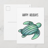 ウミガメ色彩の鮮やかの青い緑 シーズンポストカード (正面/裏面)