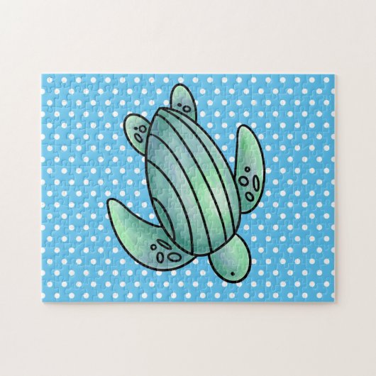 ウミガメ色彩の鮮やかの青い緑 ジグソーパズル (横)