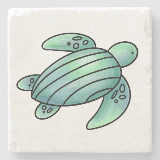 ウミガメ色彩の鮮やかの青い緑 ストーンコースター (正面)