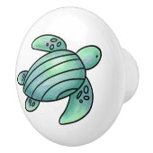 ウミガメ色彩の鮮やかの青い緑 セラミックノブ (右)