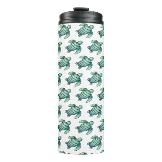 ウミガメ色彩の鮮やかの青い緑 タンブラー (正面)