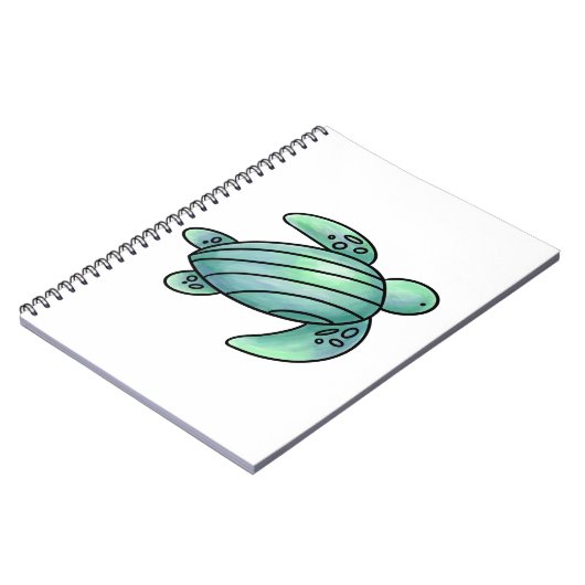 ウミガメ色彩の鮮やかの青い緑 ノートブック (左側)