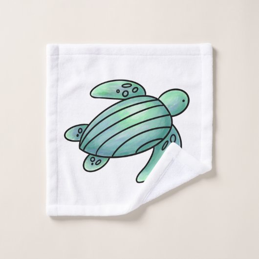 ウミガメ色彩の鮮やかの青い緑 バスタオルセット (ウォッシュタオル)