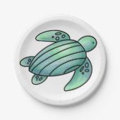 ウミガメ色彩の鮮やかの青い緑 ペーパープレート (正面)