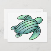 ウミガメ色彩の鮮やかの青い緑 ポストカード (正面/裏面)