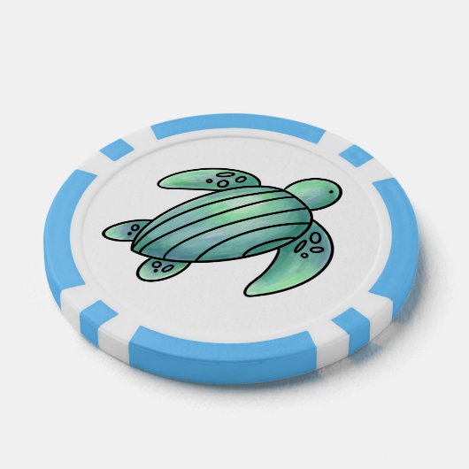 ウミガメ色彩の鮮やかの青い緑 ポーカーチップ (シングル)