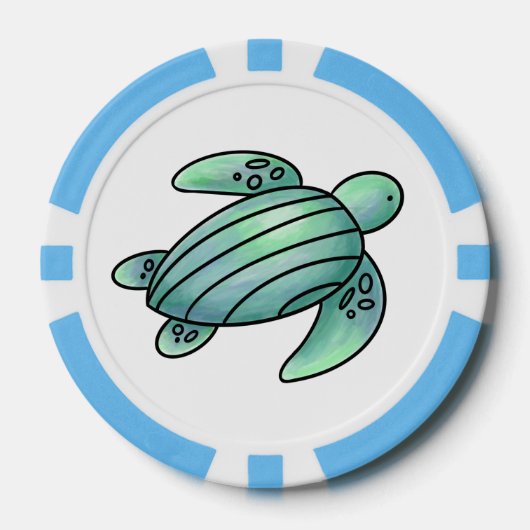 ウミガメ色彩の鮮やかの青い緑 ポーカーチップ (正面)