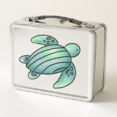 ウミガメ色彩の鮮やかの青い緑 メタルランチボックス (裏面)