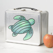 ウミガメ色彩の鮮やかの青い緑 メタルランチボックス (インサイチュ)