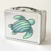 ウミガメ色彩の鮮やかの青い緑 メタルランチボックス (正面)