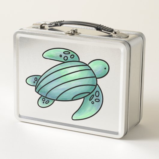 ウミガメ色彩の鮮やかの青い緑 メタルランチボックス (正面)
