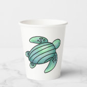ウミガメ色彩の鮮やかの青い緑 紙コップ (正面)