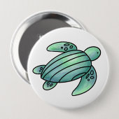 ウミガメ色彩の鮮やかの青い緑 缶バッジ (正面&裏面)