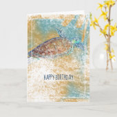 ウミガメ色彩の鮮やかアートハッピーバースデーカード カード (黄色い花)