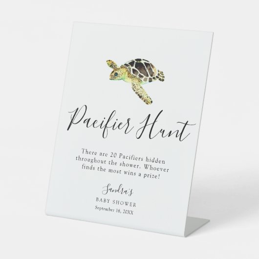 ウミガメ赤ちゃんシャワーおしゃぶり狩りゲームミニマル 台座サイン (正面)