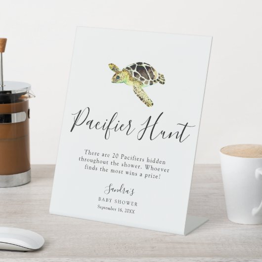 ウミガメ赤ちゃんシャワーおしゃぶり狩りゲームミニマル 台座サイン (インサイチュ)
