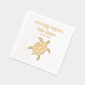 ウミガメ赤ちゃんシャワーお祝い名日付 箔ナプキン (左)