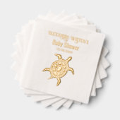 ウミガメ赤ちゃんシャワーお祝い名日付 箔ナプキン (インサイチュ (積み重ね))