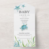 ウミガメ赤ちゃんシャワーすべて1つの招待状 オールインワン招待状 (内側)