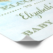 ウミガメ赤ちゃんシャワーウェルカムサインビーチ海 ポスター (角)