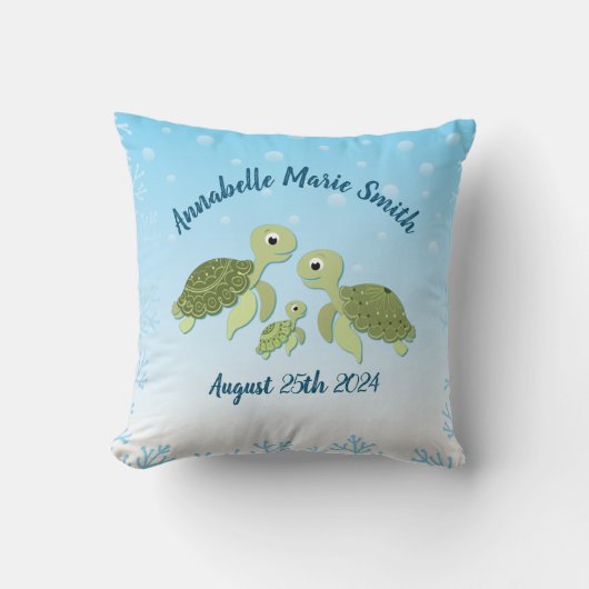 ウミガメ赤ちゃんシャワーコーエド男女兼用 クッション (正面)