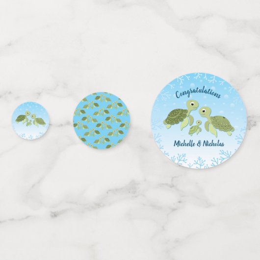 ウミガメ赤ちゃんシャワーコーエド男女兼用 コンフェッティ (正面)