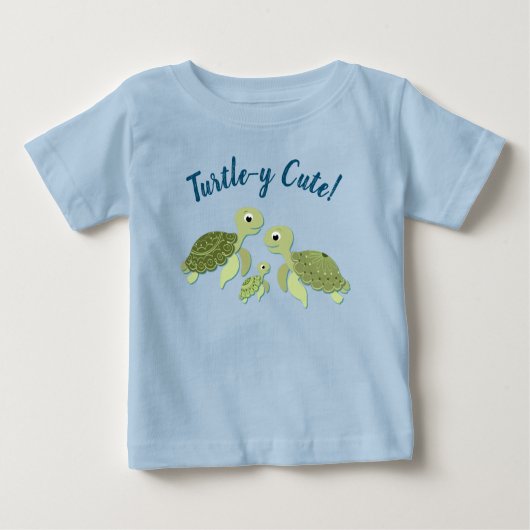 ウミガメ赤ちゃんシャワーコーエド男女兼用 ベビーTシャツ (正面)