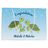 ウミガメ赤ちゃんシャワーコーエド男女兼用 ラージペーパーバッグ (裏面)