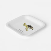 ウミガメ赤ちゃんシャワー水の色ミニマル ペーパープレート (傾斜あり)